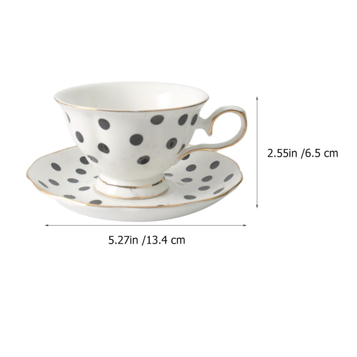 NUOBESTY Schwarz Gepunktetes Kaffeetassen Geschirr aus Keramik, 1 Satz