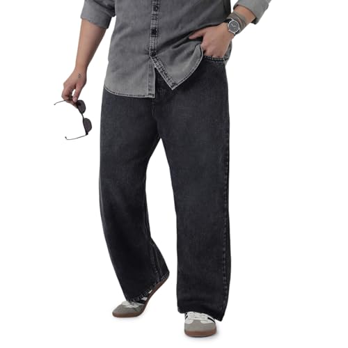 Image of Urbano Plus Men's Loose Baggy Fit Heavy Washed Jeans Non-Stretchable