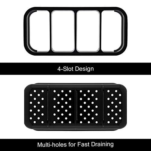 SARNESHWERAM Stainless Steel Kitchen Utensil Holder Drainer Cooking Utensil Holder Cutlery Holder Flatware Holder Sinkware Caddy Countertop Organizer 4
