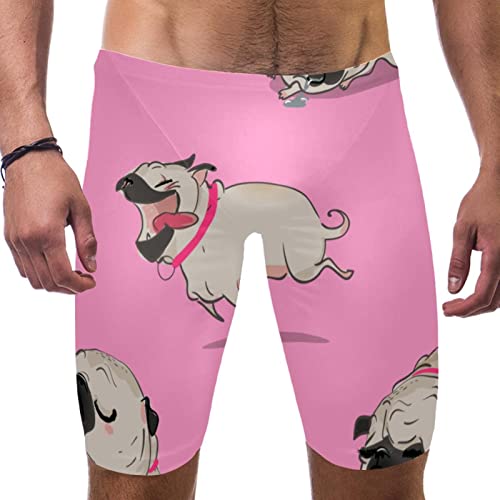 Bañador de hombre con estampado de perro carlino, pantalones cortos de natación rosa XXL