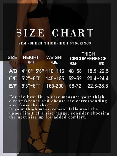 Image of HONENNA Semi Sheer Stay Up Lingerie Thigh High Stockings Lace Top Size A-F