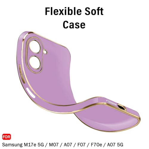 Image of TheGiftKart Luxurious Golden-Plated Back Cover Case for Samsung Galaxy M17e 5G / M07 / A07 / F07 / F70e / A07 5G | Raised Lips for Camera & Screen Protection | Shockproof Design Stylish (TPU, Purple)