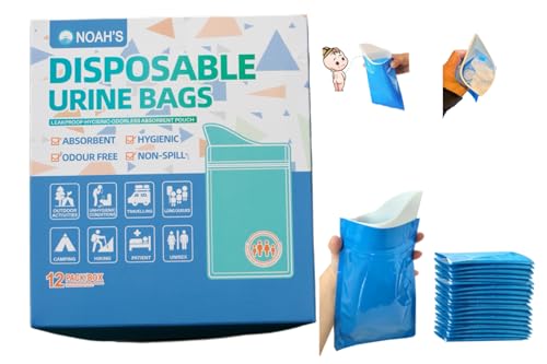 NOAHS Wee Urine Vomit Pee Bag Pack of 24 (12 x Wee Bags 12 x Garbage Bags) Secure Tight Seal Non Spill Odour Free Hygienic Fully Absorbent Bags For Camping and Outdoor Activity