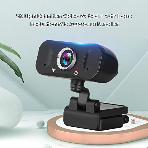 Andoer Vídeo webcam de alta definição 2K com função de foco automático de microfone de redução de ru