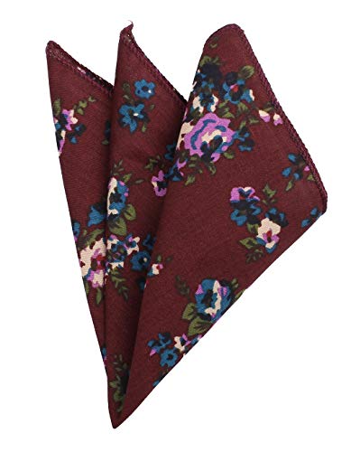 Men's Maroon Red Floral Party Self Cravat Suit Ties Necktie & Pocket Square Set #TOP3