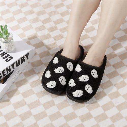 Image of Halloween Pumpkin Slippers for Womens Mens Cute Cartoon Slippers Plush Warm Memory Foam Shoes