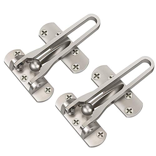 Home Security Door Lock, 2 Pack Front Door Locks for Kids, Home Reinforcement Lock for Swing-in Doors,Latch Guard Clasp, Upgrade Nightlock Thicken Solid Aluminium Alloy, Satin Nickel