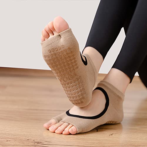 Jczanxi Yoga Socks With Grips For Women, Non Slip Open Toe Socks For Yoga, Pilates, Barre, Dance, Ballet | Ankle Toeless Socks- 2 Pairs #TOP1