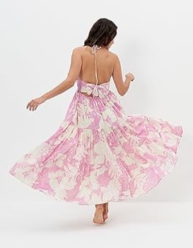 light pink halter dress CRESSIDA MAXI DRESS