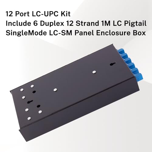 Image of Single Mode Fiber Enclosure Kit - 12 Fiber Port OS1 Box, LC SM 12 Strand LC-UPC Pigtail Cable, LGX Loaded Panel - Wall Mount for Enterprise, Home, Data Center Networks