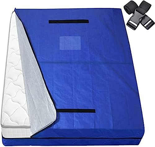 Bolsas De Almacenamiento De Colchón Reutilizables Protector De Colchón Individual con Cremallera Y 8 Asas Resistentes, Bolsa De Almacenamiento De Colchón, Impermeable,Azul,82x42x15'',Remarkable88
