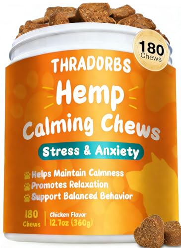 THRADORBS 180 Counts Dog Calming Chews, Неmр Calming Chews for Dogs, Anxiеty Rеlief Treats, Promote Rеlaxation, Dog Supplements for Thunderstorms, Separation, Strеss, Barking, Chicken Flavor