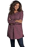 Punkmuster Ulla Popken Damen große Größen Übergrößen Plus Size Longbluse, Punkte, Tunika-Ausschnitt, Langarm magnolienrot 58+ 794212820-58+