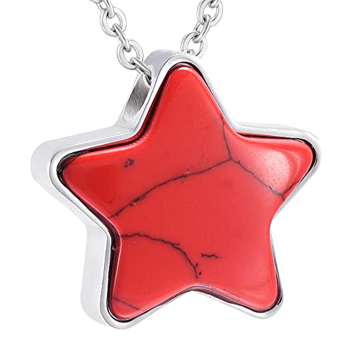 Urne crémation souvenir pendentif en verre étoile rouge et finitions deuil
