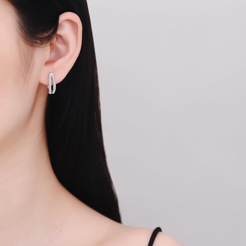 14K Gold Diamond Hoop Earrings for Women, 0.6 Carat Internally Flawless Excellent Cut D-Color in U-Shape, Upscale Minimalist Fashion Accessory