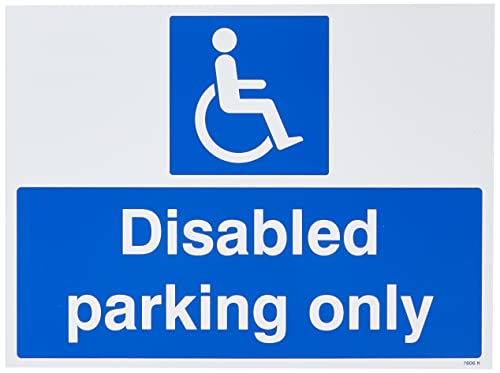Image of Caledonia Signs 17606K Disabled Parking Only Sign, Rigid Plastic,White, 400 mm x 300 mm