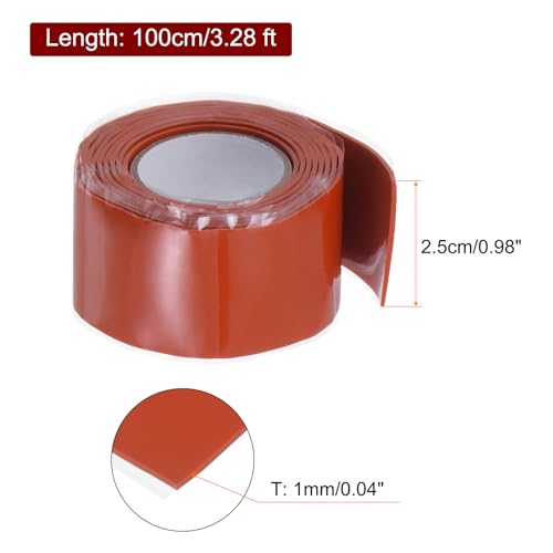 Image of HARFINGTON Self Fusing Silicone Tape 1 inch x 3ft x 0.04 inch Waterproof Sealing Plumbing Rubber Tape for Water Pipe Hose Leak Silicone Grip Repair Seal, Red