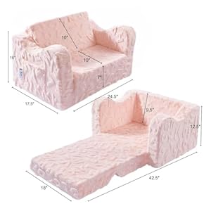 Kids Couch 2 in 1 Convertible Kids Chair to Lounger Bed Kids Sofa for Toddler Boys Girls Ideal for Reading Sleeping Gaming Decor Pink