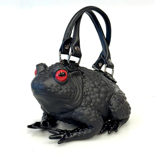 Windy Willow Black Toad Bag with Red Eyes, Purse Satchel Handbag Witch Frog Cottagecore Goblincore Dark Gothic Witchy Aesthetic