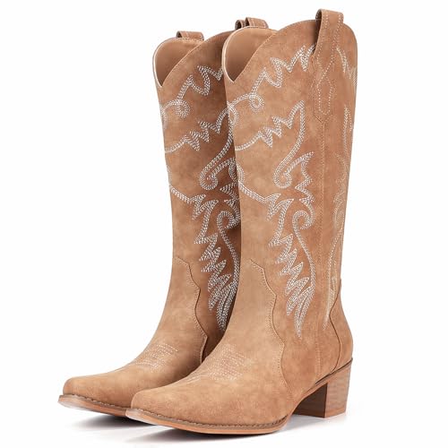 IXU Cowboy Boots Women Pointy Toe Women's Mid Calf Western Cowgirl Boots4