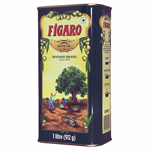 Image of Figaro Olive Oil- Pure Olive Oil-Daily Cooking Oil- Perfect for Indian Dishes- Curries, Gravy- Imported from Spain- 1L Tin (Pack of 3)