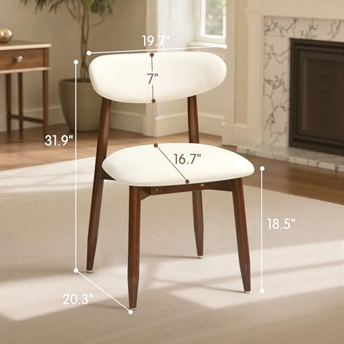 CHUN YI Dining Chairs Set of 4, Upholstered Wooden Dining Room Chairs, Mid Century Modern Fabric Kitchen Chair with Ergonomic Curved Backrest, Beige (Only Chairs) - Image 3