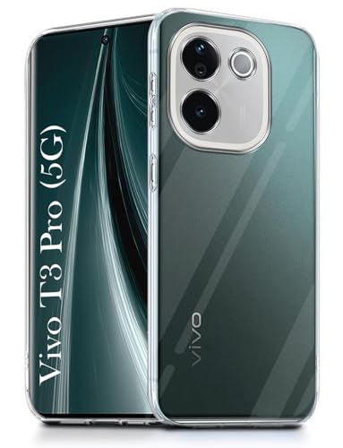 Image of Jkobi Back Case Cover for Vivo T3 Pro (Silicone Clear Shockproof Case with Camera Protection and Dust Plugs | Transparent)