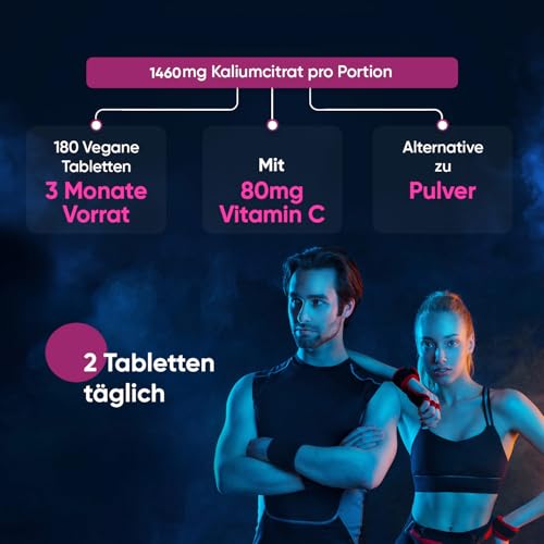 Kalium Tabletten 1460mg pro Portion – 180 Stück Vegan