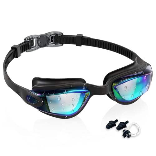 Schwimmbrille Kinder 3-15 Jahre,Taucherbrille Kinder,Schwimmbrille Kinder mit Nasenschutz Ohrstöpsel,UV-Schutz,Anti-Nebel Kein Auslaufen Verstellbare Silikon-Schwimmbrille für Mädchen Junge Junior
