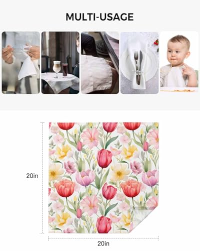 Servilletas de tela pack de 4, 20x20 pulgadas, diseño tulipanes miniatura 5