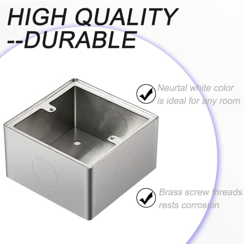 Acmerota 2 Stück Edelstahl Aufputzgehäuse Aufputzrahmen Aufputz-Rahmen Edelstahl für Einzelflächen Lichtschalter Ethernet-Kabel-Netzwerkbuchsen 86 x 86 mm - 40 mm Tiefe