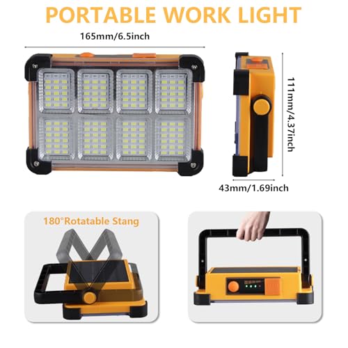 image for YXQUA 120W Solar Rechargeable Work Light, 144 LED 10000LM Portable Flo