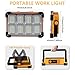 120W Solar Rechargeable Work Light, 144 LED 10000LM Portable Flood Light with Stand, IP66 Waterproof 4 Modes LED Job Site Lighting Flashlights for Mechanic Camping Fishing Car Repair
