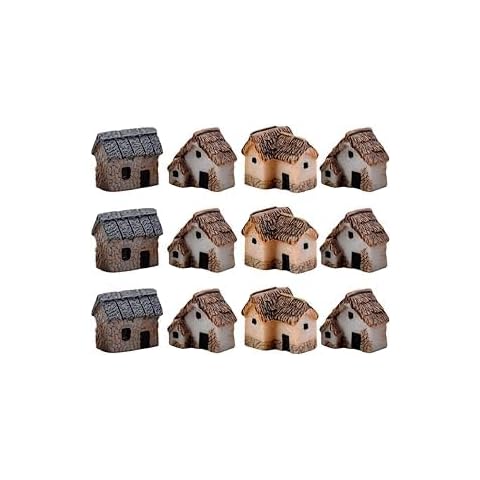 Mikily's 12 Piece Mini Fairy Stone Houses Set Durable Resin for Micro Landscape Garden Decoration DIY Christmas Fairy Garden Kit Cover