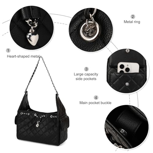 Bolso acolchado para mujer con cadena y correa de cuero miniatura 7