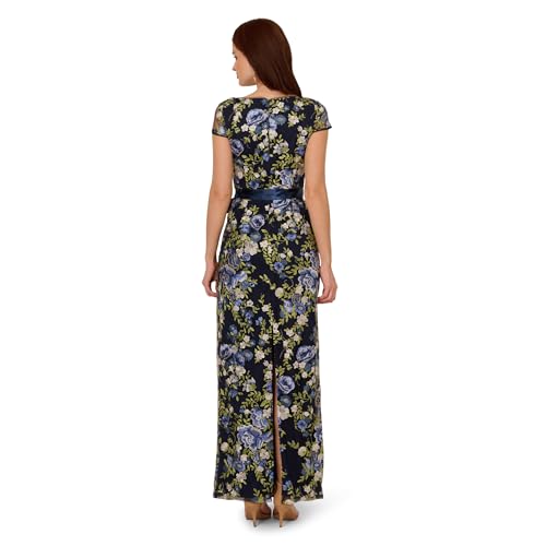 Image of Adrianna Papell Cascading Floral Embroidered Long Column Gown