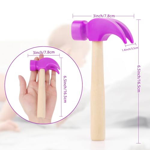 Image of Fowecelt Wooden Hammer Toys Simulation Hammers Maintenance Tools Educational Toys for Kids Birthday Party Games Supplies (Purple)