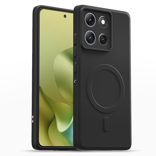 Image of Pikkme Back Cover for Motorola Moto G86 Power 5G Soft Matte Silicone Mag-Safe Design (Mag-Safe Not Support) Camera Protection | Slim Fit Bumper Cover (Black)