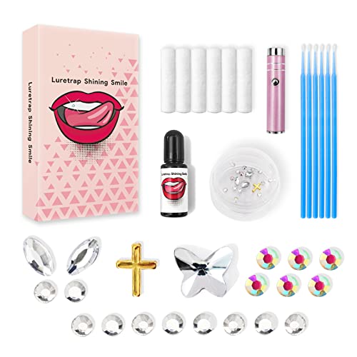 Luretrap Shining Smile DIY Tooth Gem Kit Zahnschmuck Set mit Kleber und LED licht, 24 Stück Kristallschmuck Starter-Kit