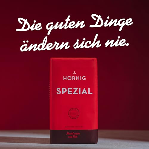 J. Hornig Kaffee gemahlen, Spezial, 500g, mildes Aroma & schokoladiger Geschmack, gemahlener Kaffee für Filterkaffee, Frenchpress und Espressokocher