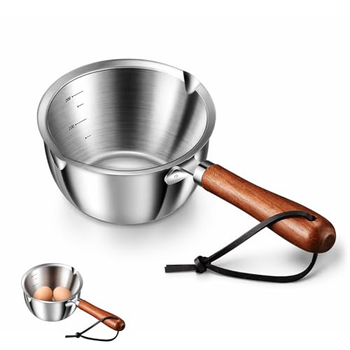 Small Milk Pan with Pouring Lip Mini Pot for Heating Milk and Making Sauces Compact 16.5 cm Saucepan for Single Serving Meals Stainless Steel Milk Pan with Easy Pour Design