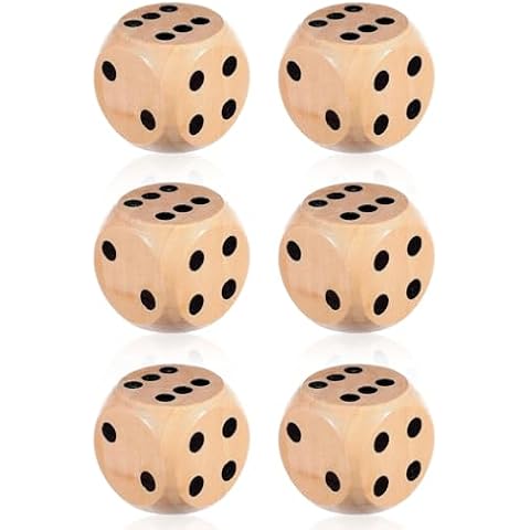 LOZTBUE 6pcs 30mm Natural Wooden Dice Set Cover