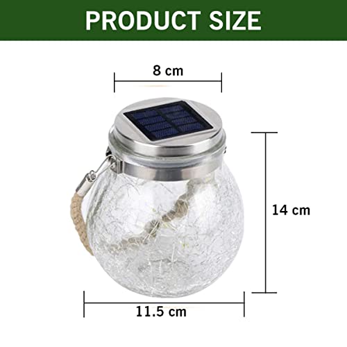 Image of AERYS Solar Crackle Jar Light | Waterproof Hanging Decorative Solar Lantern for Garden, Balcony, Patio & Outdoor Lighting - Multicolor 20 LED