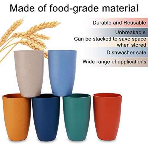 Wheat Straw Cups, 6Pcs Reusable Plastic Cups 20 Oz Unbreakable Drinking Glasses For Kitchen Dishwasher Safe Water Tumbler Set #TOP3