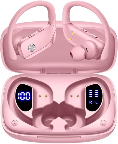 bmanl Wireless Earbuds Bluetooth Headphones Over Ear Hooks Ear Buds with 80H Playtime, LED Power...