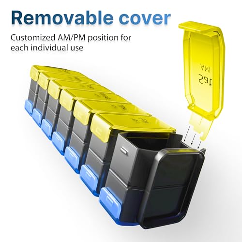 Image of Extra Large Pill Organizer 2 Times a Day - XL Pill Box 7 Day with Big AM /PM Compartments - Fits Large Vitamins, Supplements & Gummies, for 7 or 14-Day Use, Color-Coded, Senior-Friendly, No Spills