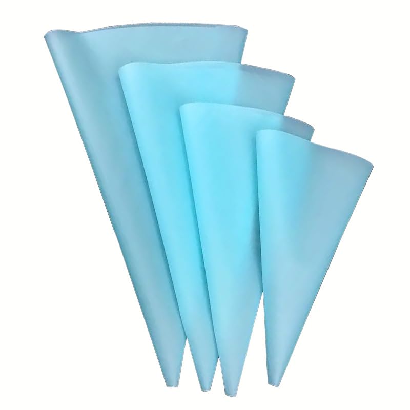 4 Pack of Silicone Icing Piping Bags,10/12/14/16'' Reusable Pastry Bags for Cake Decorating, Kitchen Gadgets, Essential Baking Tools & Accessories, Blue