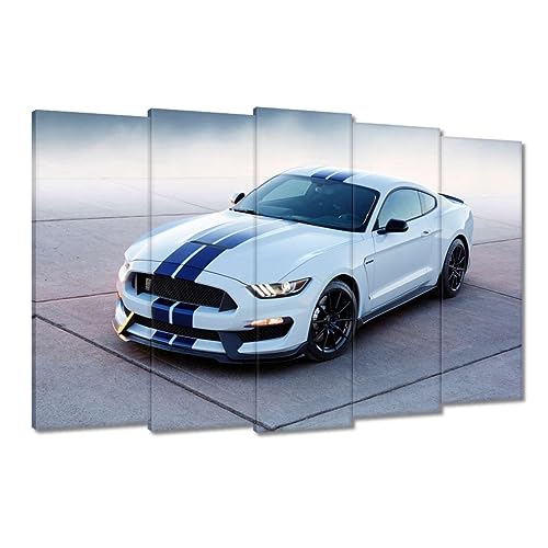 Toile voiture rayures bleues deco murale grand format pour votre salon