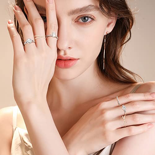 Smilest Moissanite Eternity Rings For Women, D Color Vvs1 Clarity Lab Created Diamond Wedding Rings 18K Yellow Gold Plated S925 Sterling Silver Moissanite Criss Cross Stacking Rings For Women Wife #TOP3