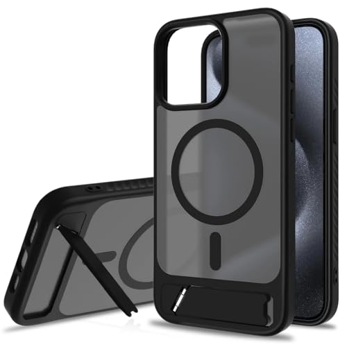 Coque iPhone 14 Pro Max antichoc magnétique noire support pliable